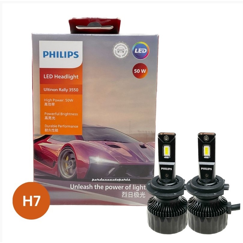 Lampu LED H7 PHILIPS Ultinon Rally 3550 6500K 4500Lumens 12V 100Watt/set