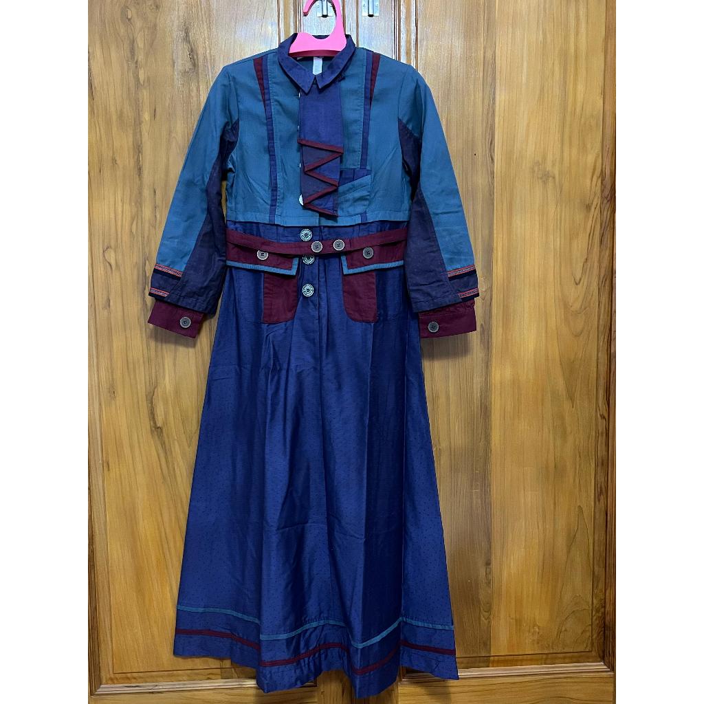 Preloved Tunneca tunik ori long dress muslim - warna biru tosca  (bekas/second)