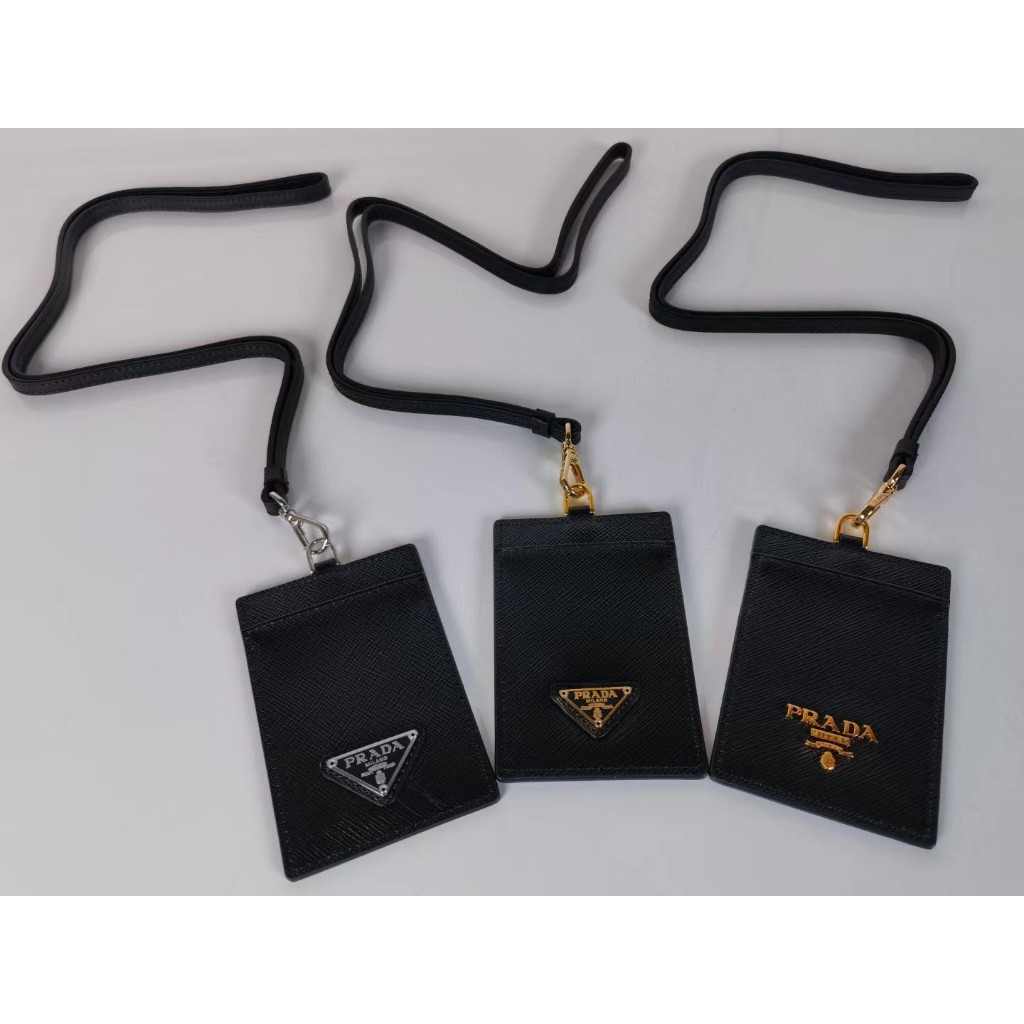 

Prada leather ID holder with neck strap