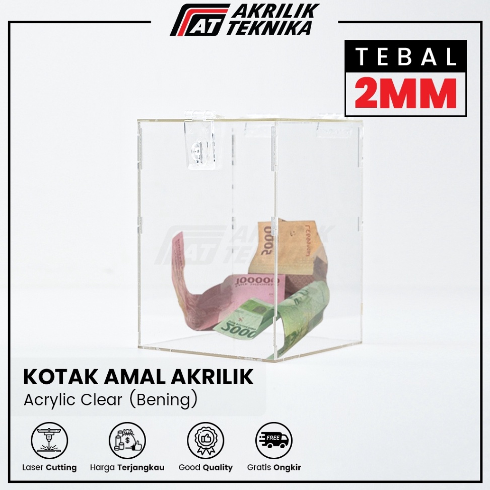 KODE G4E Kotak Amal  Box Tips Saran Akrilik Transparant Medium  Tipe Jadi