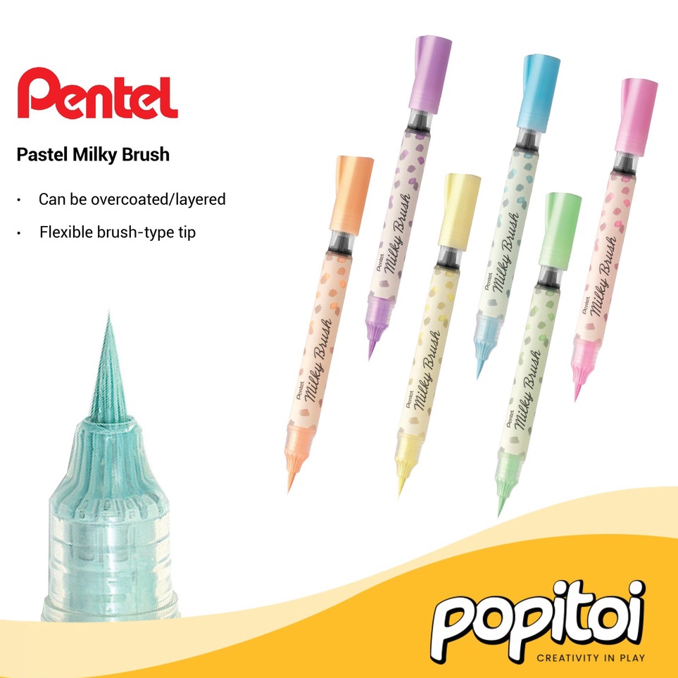 

KODE U6E9 Pentel Pastel Milky Brush Pen Warna Warni Lucu