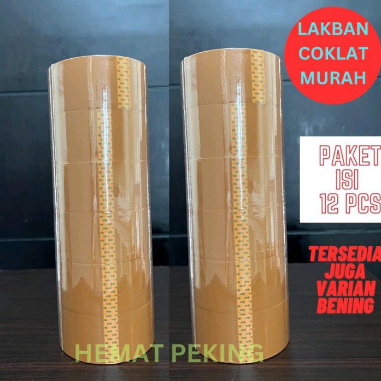 

KODE X3P9 Lakban Packing Rekat isi 12 pcs Bening Coklat 45 mm x 9 Y Packing Murah