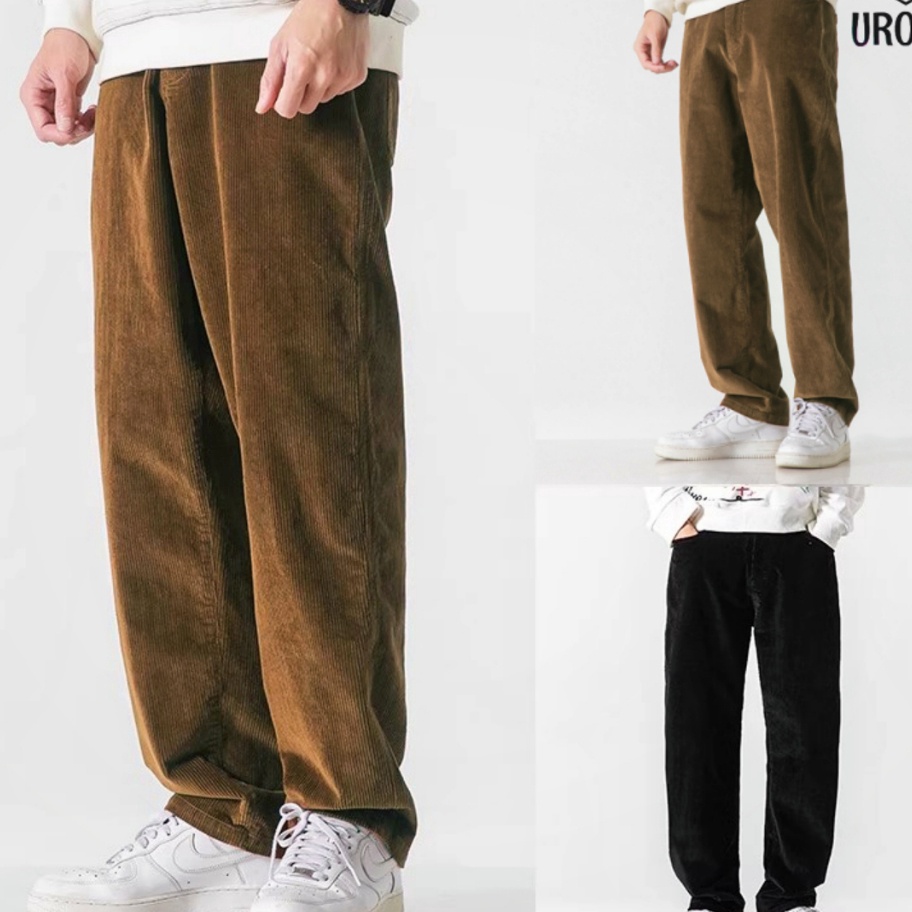 KI3 UROAK Celana corduroy pria celana corduroy longgar celana corduroy ekstra besar celana corduroy 