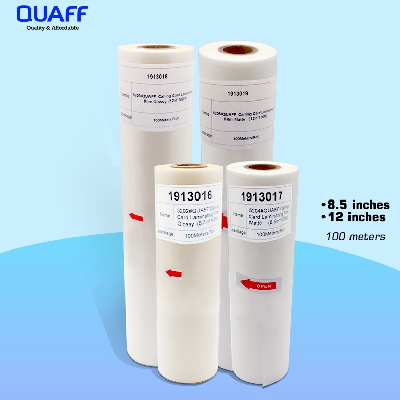 

KODE H1L2 Plastik Laminating Panas Roll 3mic 32cm x1 m Matte Glossy QUAFF BRAND untuk mesin Laminating laminasi panas roll