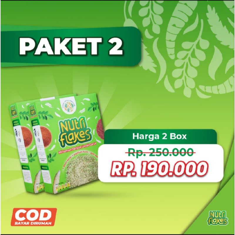 

NUTRIFLAKES PAKET 2 BOX, SEREAL UMBI GARUT & DAUN KELOR - AMPUH ATASI GERD, MAAG