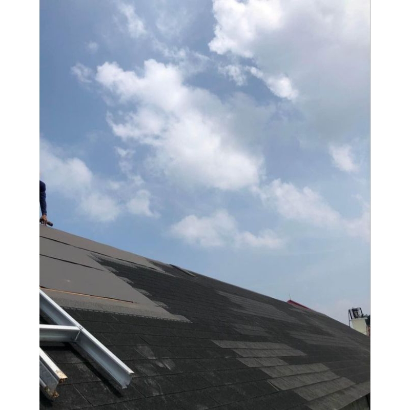 atap bitumen rangka baja ringan terpasang murah dan bergaransi 15 tahun pemasangan