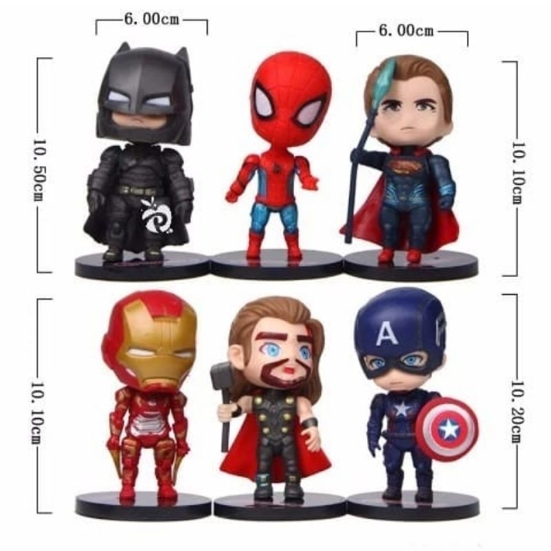 {DS} Pajangan Kue Ulang Tahun Avenger Superman Spiderman Thor Captain America Ironman / Topper Figur