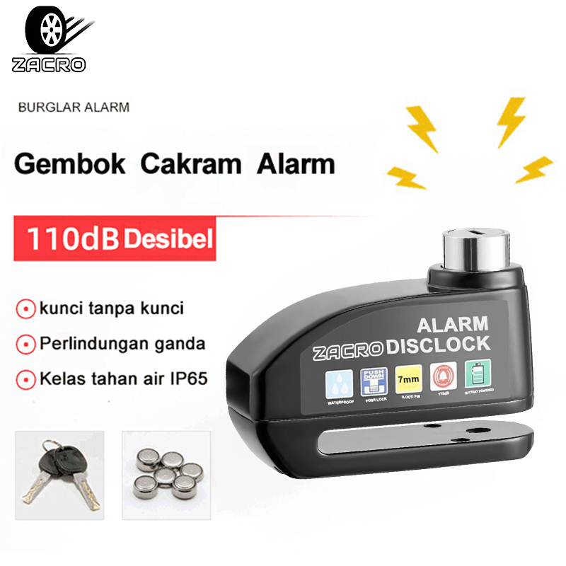 Kunci gembok pengaman alarm cakram disc lock motor Gembok Cakram Alarm Disc Lock Kunci Alarm Gembok 