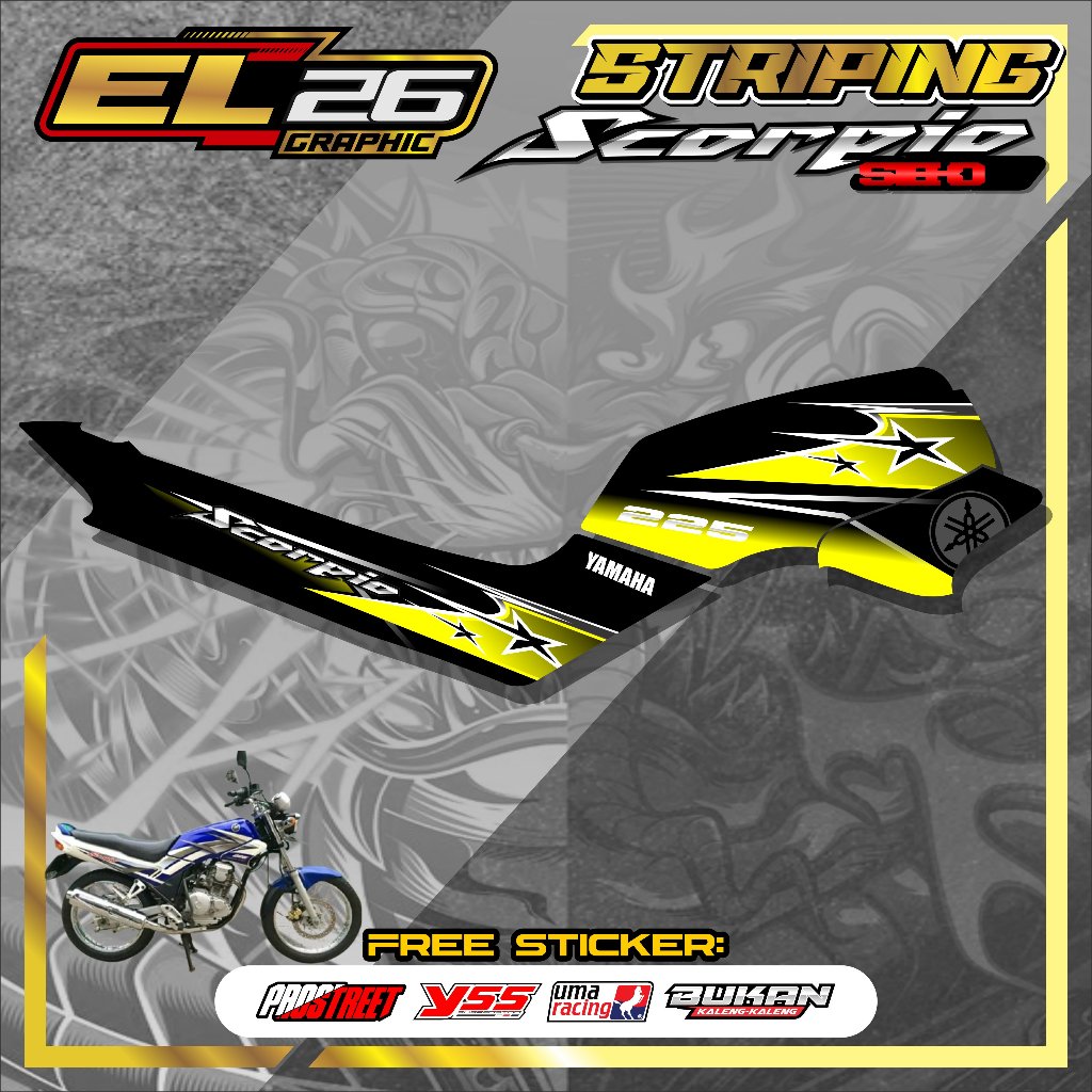 227 STRIPING STICKER YAMAHA SCORPIO STEKO - STICKER YAMAHA SCORPIO STEKO MOTIF STAR