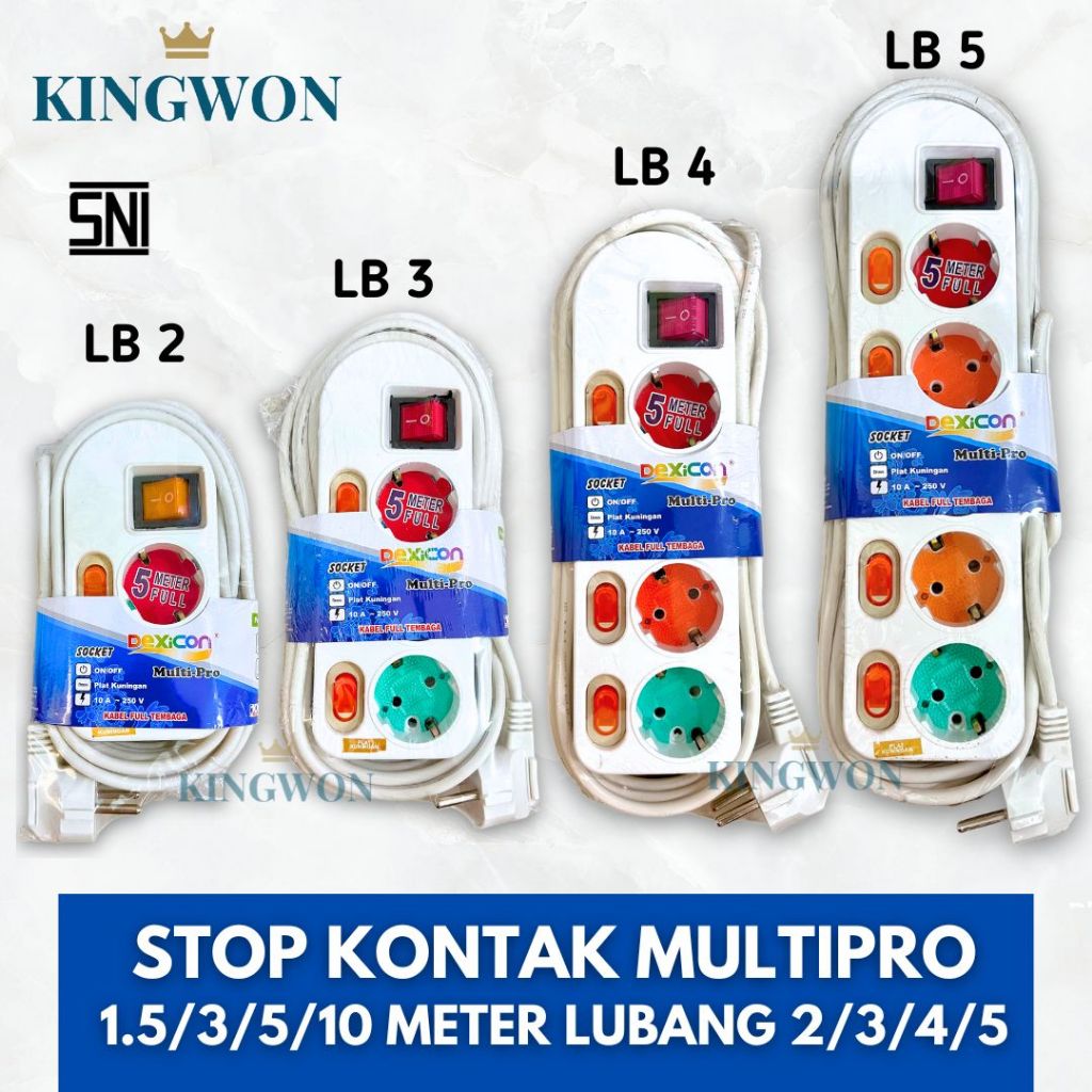 STOP KONTAK MULTI SWITCH ON OFF KABEL 1.5/3/5/10 METER LUBANG 2/3/4/5 COLOKAN KABEL FULL KABEL SNI D