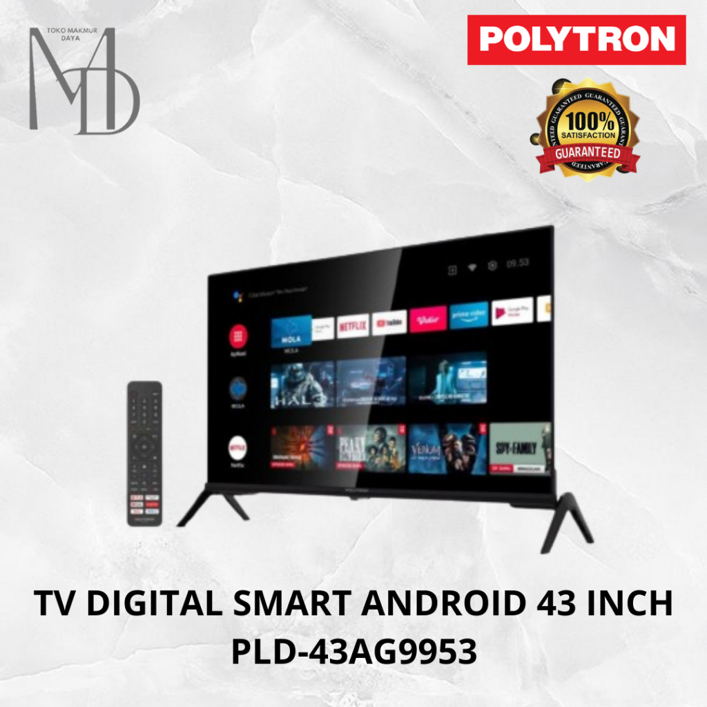 Polytron TV Smart Android 43 Inch 43RG PLD 43AG9953 / PLD43AG9953 / PLD-43AG9953 Original 43AG