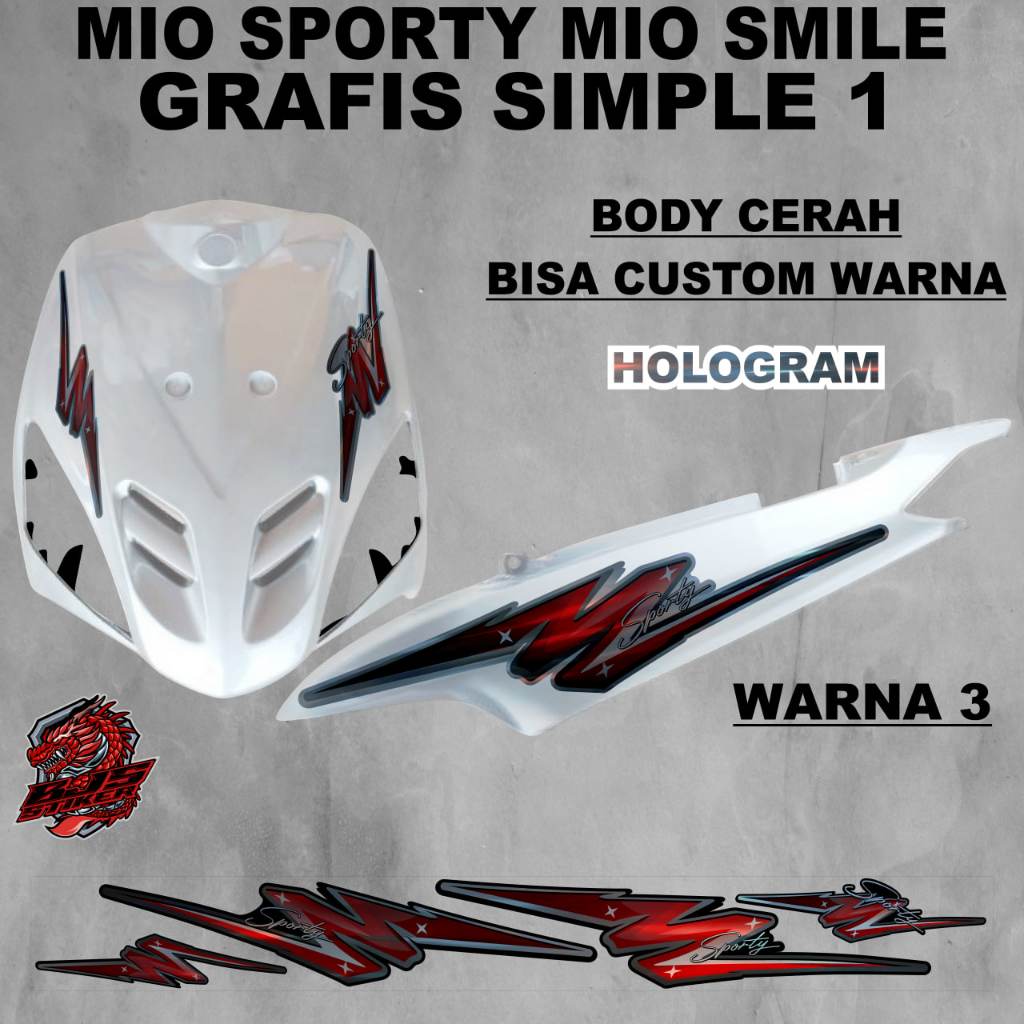 Striping Yamaha Mio Sporty / Mio Smile grafis simple 1 body cerah  - Stiker Decal Hologram Yamaha Mi