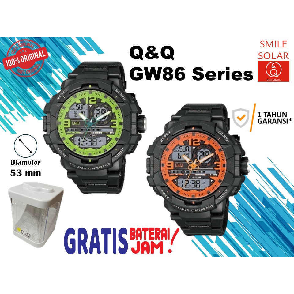 Jam Tangan Pria Casual Sporty Digital Double Time Original Q&Q QnQ QQ GW86 GW86J Series