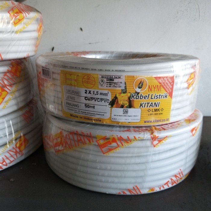 ECER KITANI Kabel Listrik NYM 2x1.5 2x1,5 Kawat Tembaga SNI LMK PERMETER