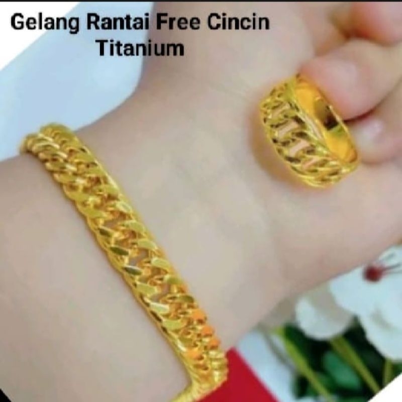 GELANG RANTAI FREE CINCIN RANTAI TITANIUM ANTI LUNTUR DAN KARAT