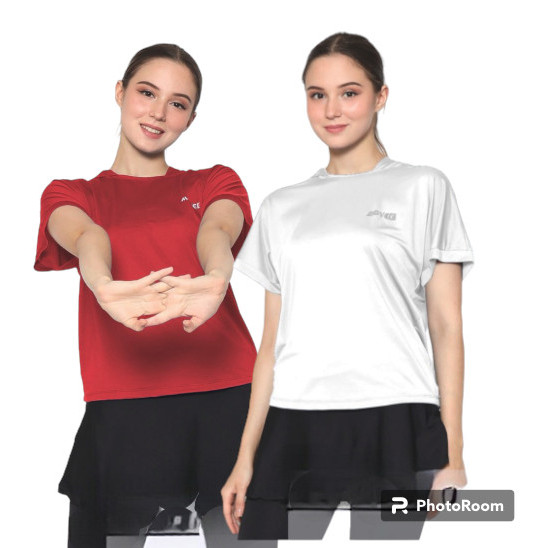 KAOS OLAHRAGA HOODIE WANITA KAOS JERSEY TSHIRT JOGING LARI SENAM MERAH PUTIH