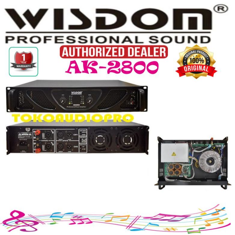 Power Wisdom AK2800 2-Channel Power Amplifier Wisdom Ak-2800