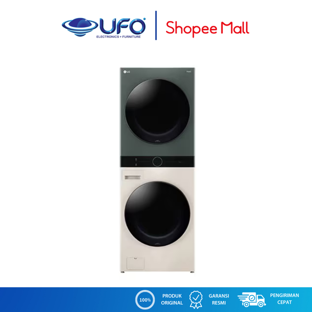 LG Mesin Cuci Front Loading Washer & Dryer Objet Washtower 14 Kg/10 Kg WT1410NHEG