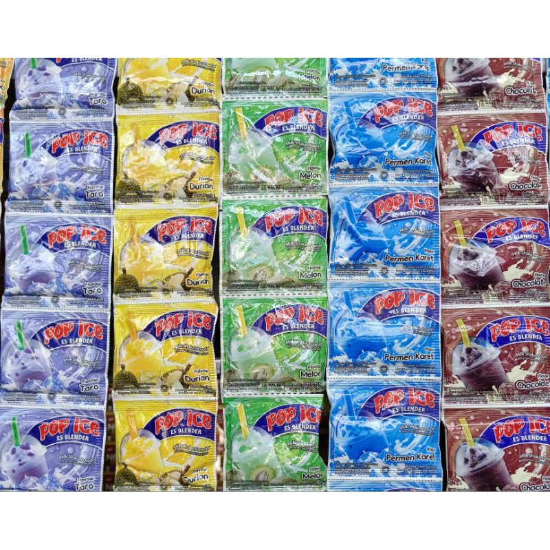 

pop ice variasi rasa chocolate,melon,durian,taro dll barang ready harga murah