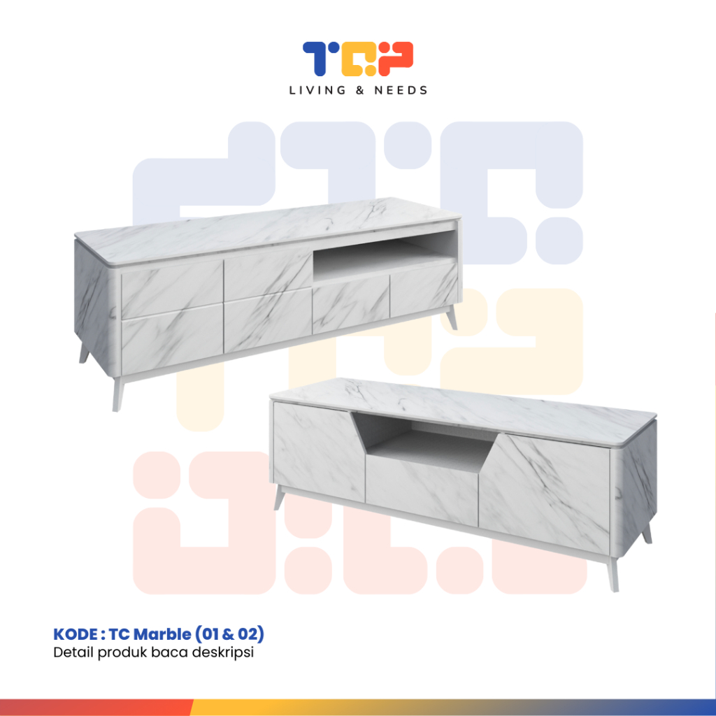 (Khusus Lampung) Meja TV TC Marble 01 / Kabinet TV Motif Marmer / Siantano
