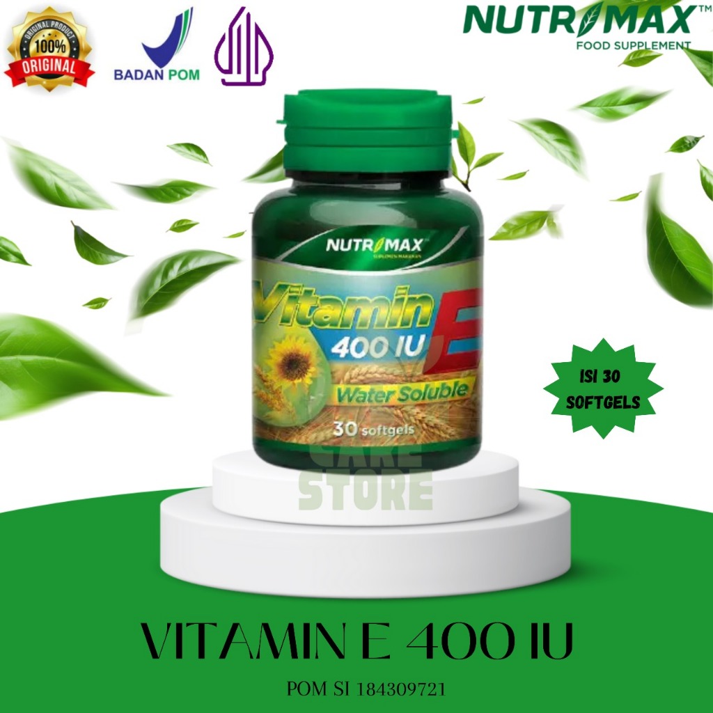 Nutrimax Vitamin E 400 IU Water Souble Isi 30 Softgel Vitamin Kesehatan Kulit / Imunitas