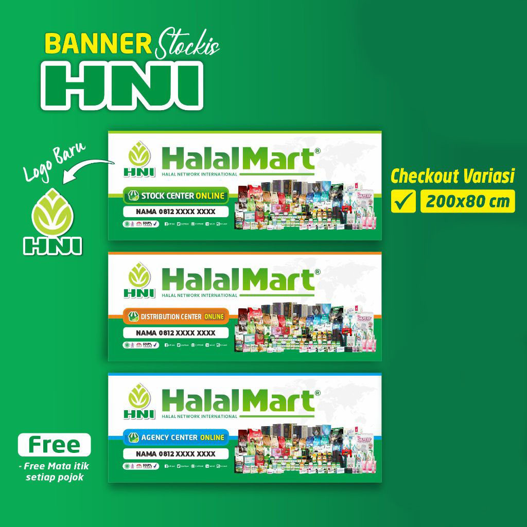 Baner Halal Mart HPAI HNI - Spanduk X Banner Agen Stokiest HNI Halal Mart