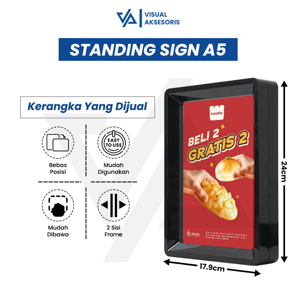 

【UHOO】Standing Sign / Display Brosur / Tent Card / Bingkai Foto / Stand Menu Akrilik – A5