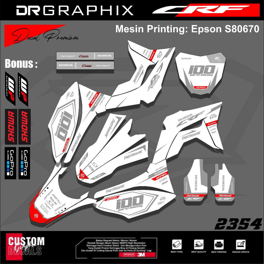 Bisa Cod Decal Crf 150 L Full Body Hitam Dekal Stiker Crf Motif Variasi Simpel Minimalis Supermoto