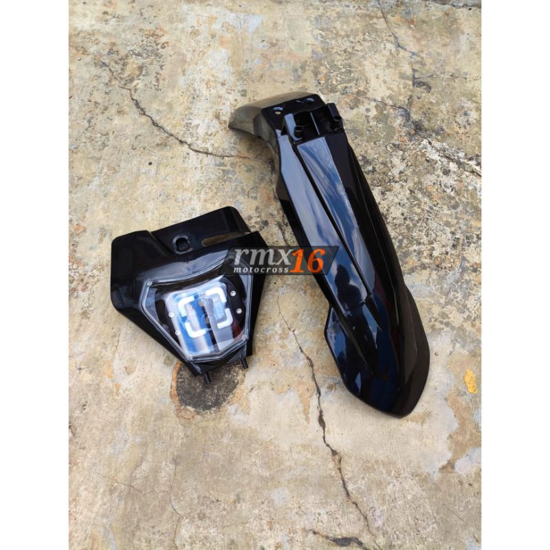 Spakbor depan KTM 250 2017 dan Headlamp KTM 250 Daymaker Slebor depan reflektor lampu depan ktm 250 