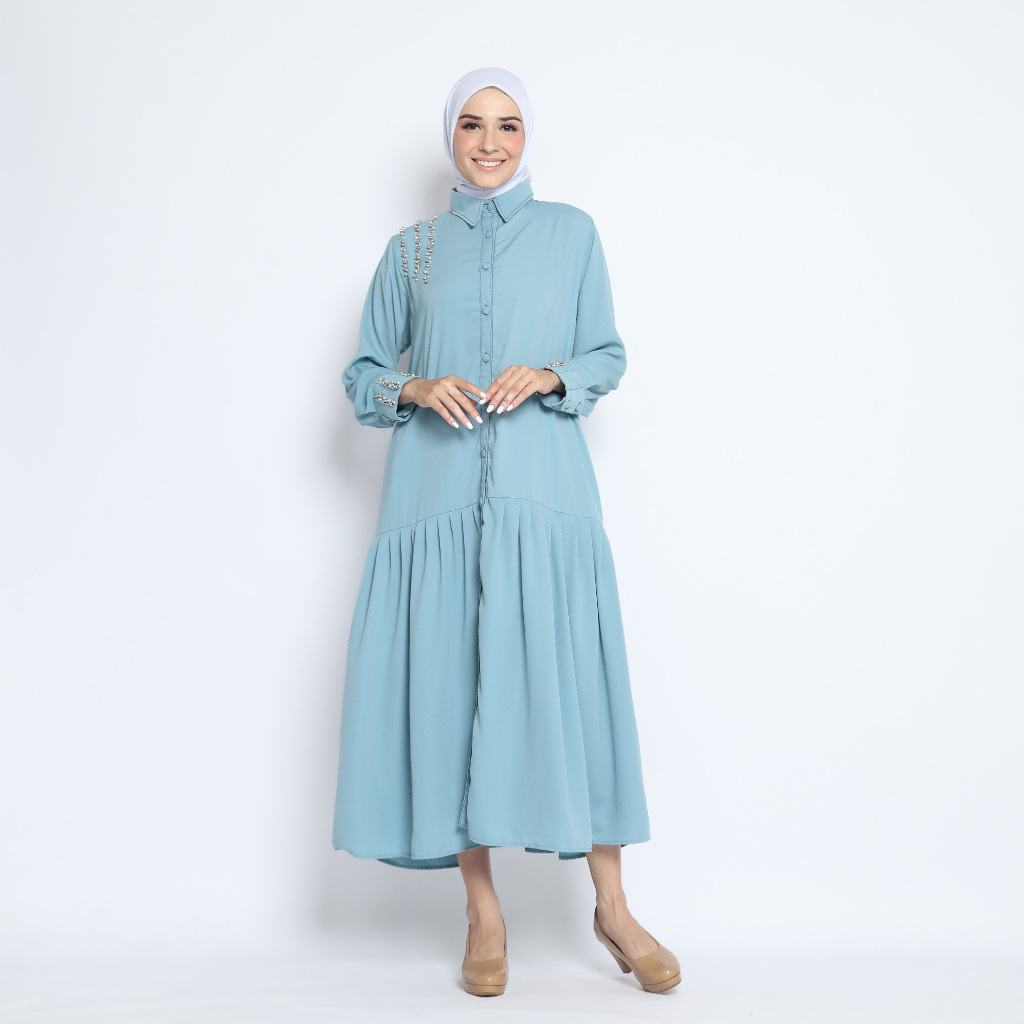 Gamis Wanita Mewah dengan Payet Shenada - Modesty Sky Blue