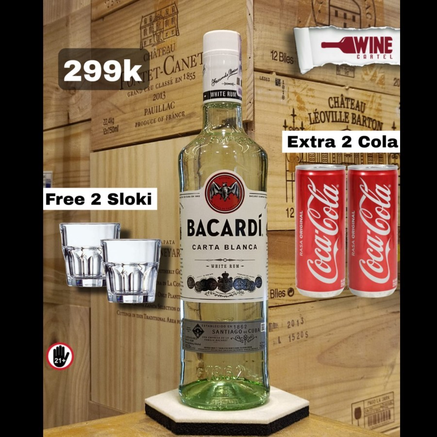 

RUM Bacardi Carta Blanca White Rum 750mL FREE 2 SLOKI & 2 COCA-COLA