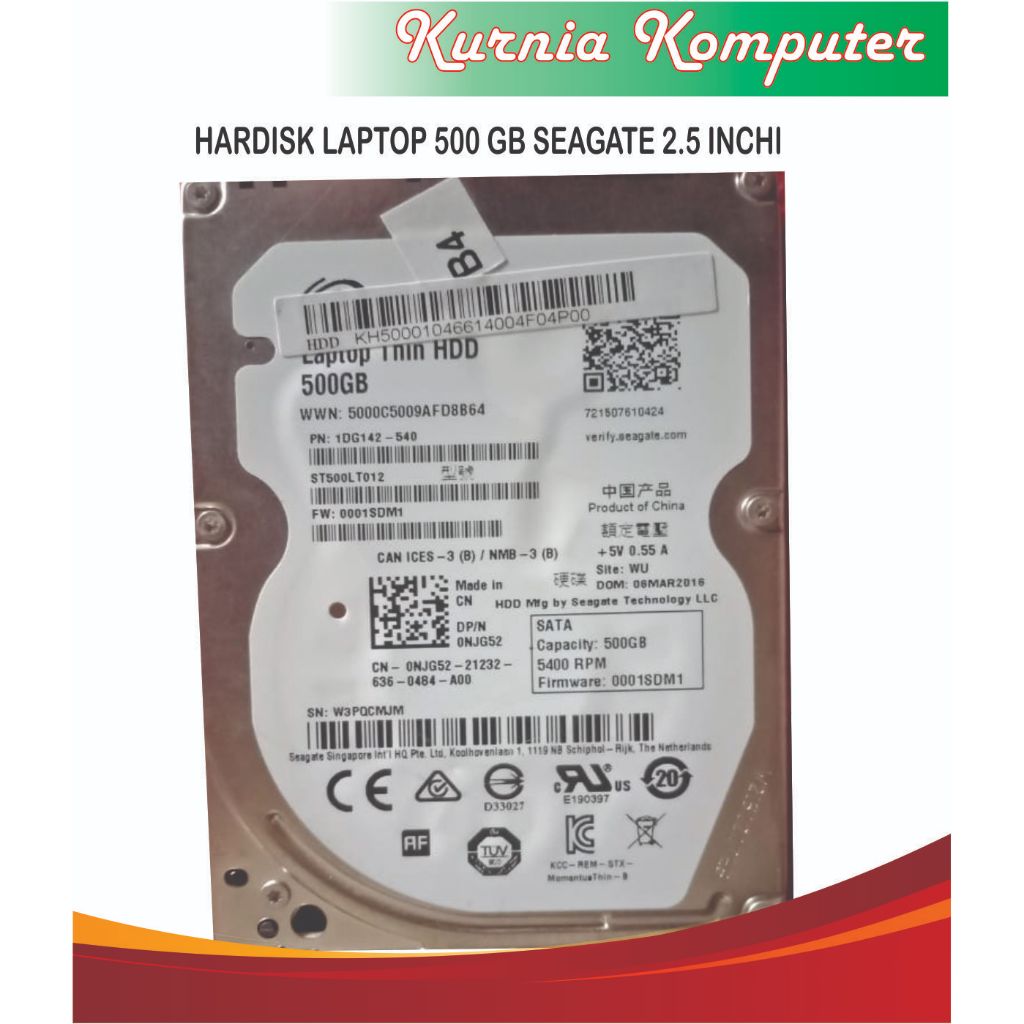 Hardisk 500GB Seagate Slim Sata 2,5"  HARDISK 500GB FOR LAPTOP NOTEBOOK PS