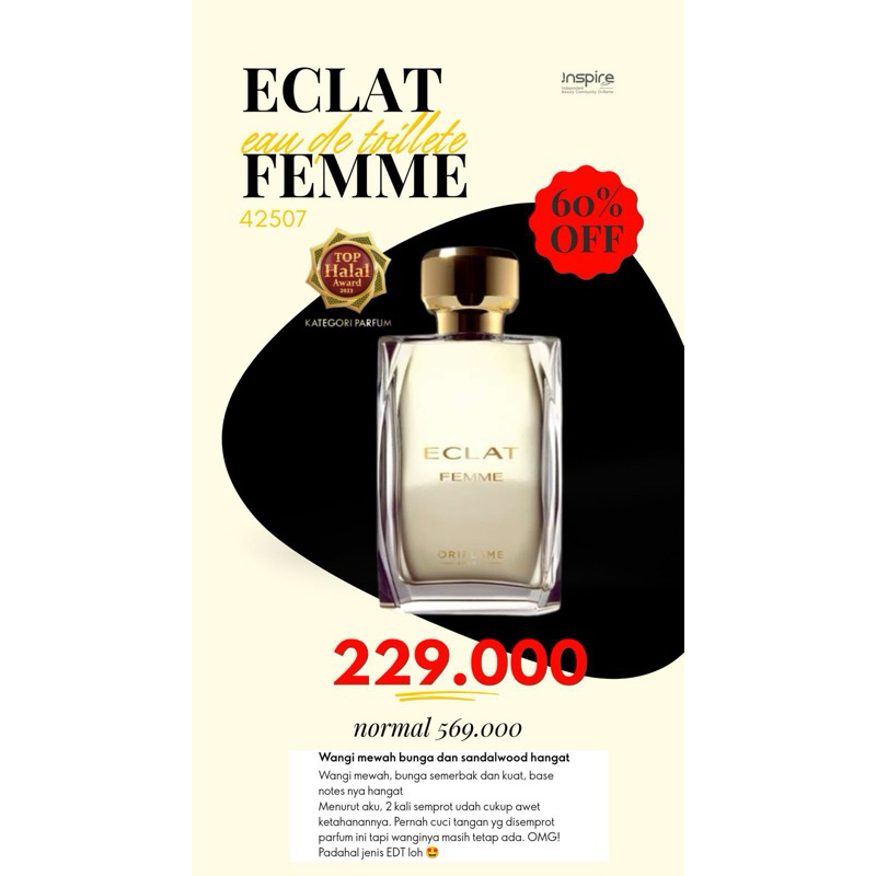 eclat femme parfum oriflame