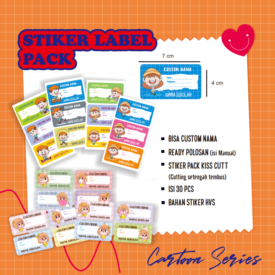 

CETAK STIKER LABEL BUKU | Custom Stiker Label | Custom nama | Cartoon series