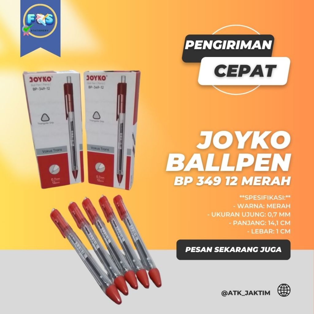 

Ballpen Joyko - BP 349 12 Merah