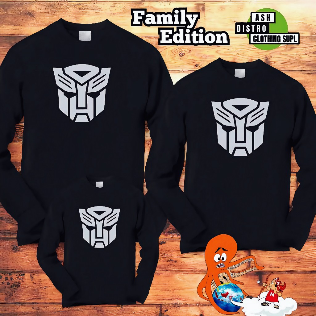 Kaos couple keluarga lengan panjang / kaos family gathering / baju kaos transformers
