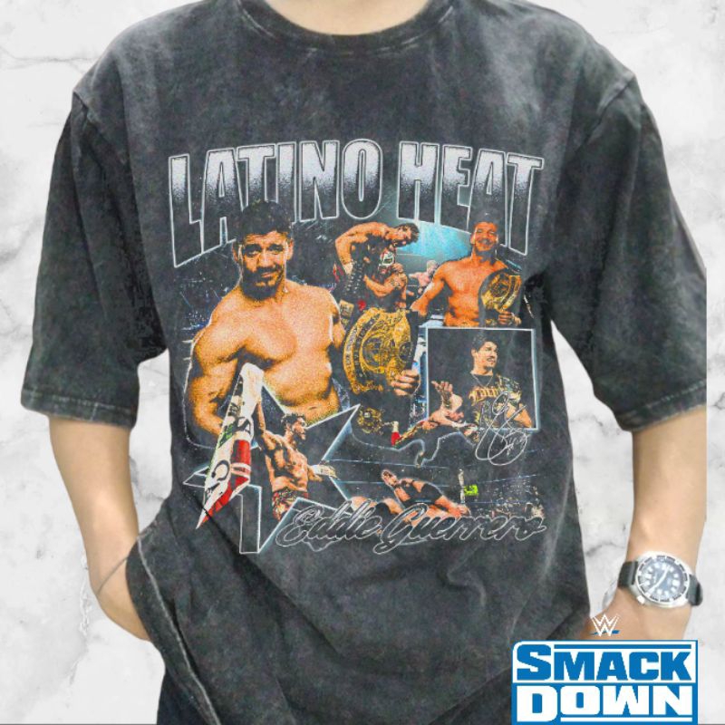 Eddie Guerrero Latino Heat Wrestler WWE Vintage Wash T-shirt/Kaos WWE Eddie Guerrero Vintage Wash Ov