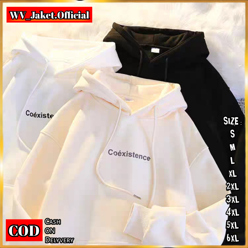 Jacket Hoodie Pullover COEXISTENCE Oversize Korean Style Jacket FLEECE Unisex Oversize Premium STYLE