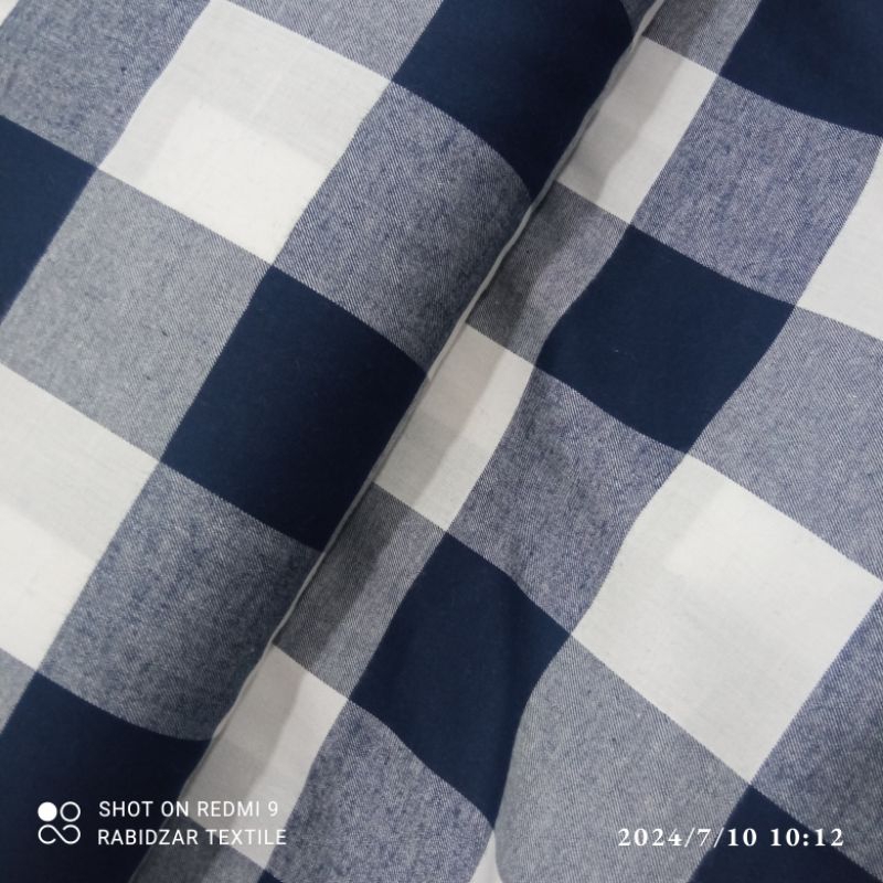 KAIN KATUN BABY FLANEL KOTAK BESAR BLUEBLACK