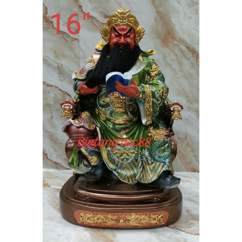 patung dewa kwan kung/ kwan kong - duduk - fiber - 16inch -l2