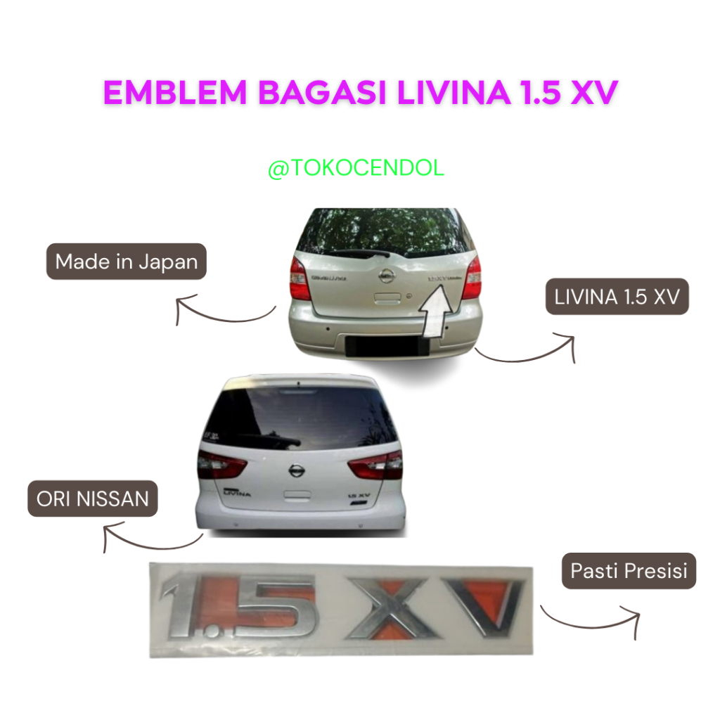 EMBLEM BAGASI MOBIL NISSAN ORI GRAND LIVINA OLD LAMA 1.5 XV ORIGINAL