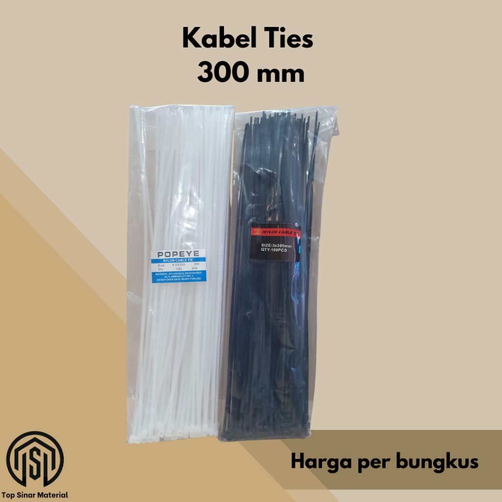 

Kabel Tis Ties Cable Tie Tali Ripet 300 mm 300mm 30cm Hitam Putih