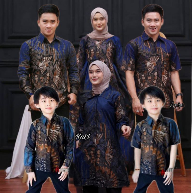DISKON BISA PISAH COUPLE BATIK KELUARGA SUAMI ISTRI ANAK COWOK 2-13TAHUN MANUK TARUNG SARIMBIT BATIK