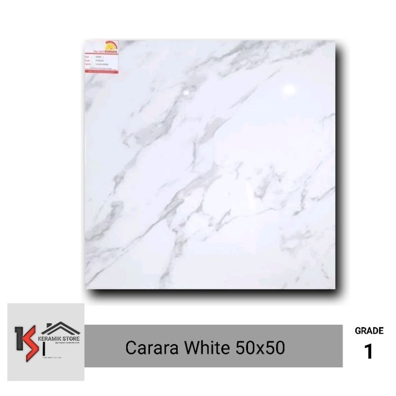Keramik Lantai Roman Carara White G559202 50x50 (Gloss) Grade A/ Keramik Lantai Ukuran 50x50/ Kerami
