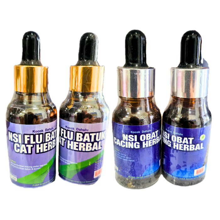 OBAT NSI FLU BATUK & CACING CAT HERBAL UNTUK ANABUL BATUK PILEK & CACINGAN