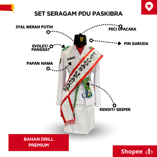 SERAGAM PDU 2 PASKIBRA PASKIBRAKA LENGKAP ATRIBUT