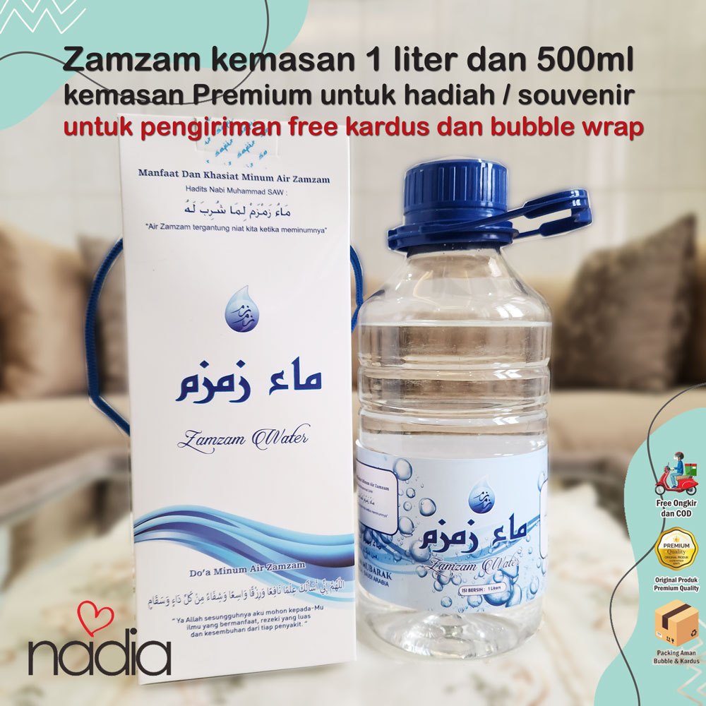 

Air Zamzam 1 liter Zam Zam Asli kemasan Premium Souvenir Hadiah Gift oleh oleh haji umroh