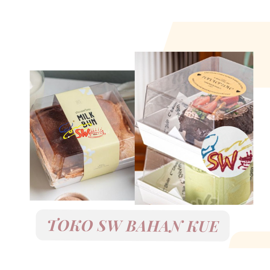 

(ISI 5 PCS) PAPER BOX MILK BUN 12X12X7 CM + TUTUP MIKA 1 PAK