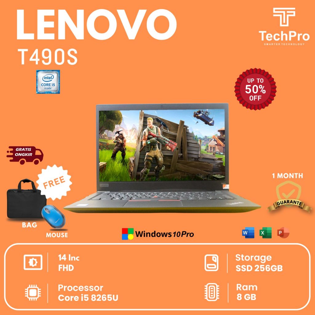 Lenovo thinkpad T490s core i5 8265u Ram 8Gb ssd 256gb Murah Baru Laptop Gaming Tipis dan Ringan Term
