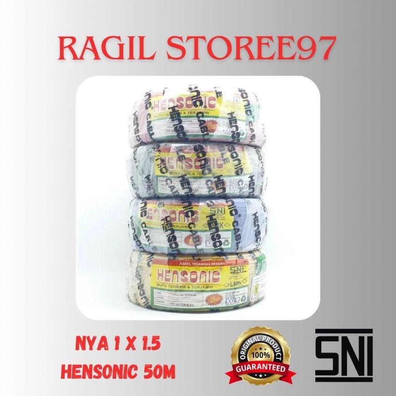 Kabel tembaga kabel tunggal NYA 1x1.5 hensonic 50 Meter